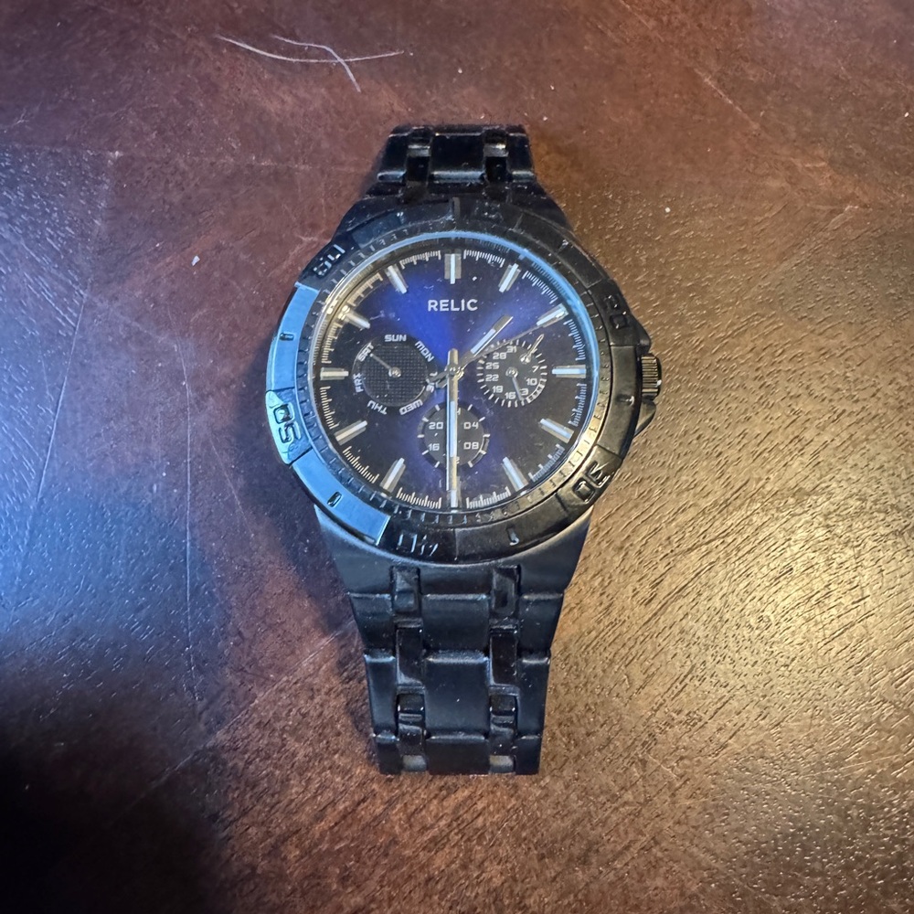 Relic Black Chronograph Watch